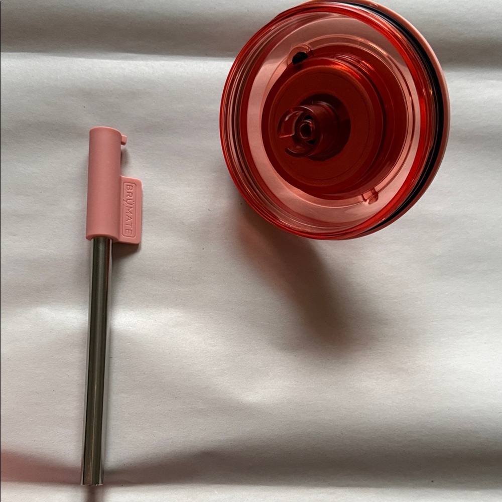 BrüMate Pink Insulated Travel Mug with Handle and Straw - Picture 4 of 5